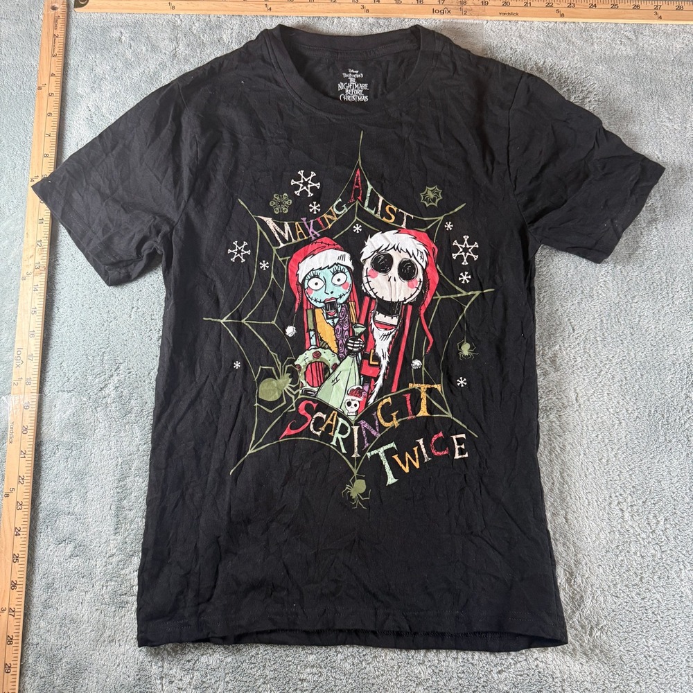Disney Nightmare Before Christmas Jack Sally Scaringβ It Twice Black T-Shirt S